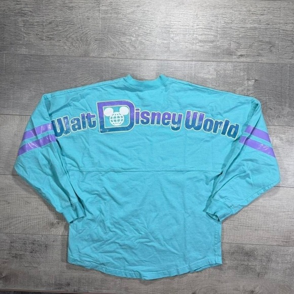 Disney Dresses & Skirts - Vintage style oversized blue and purple striped Disney world long sleeve Size S